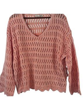DEX Mirabelle Crochet Sweater Washed Apricot NWT Small Coastal Boho